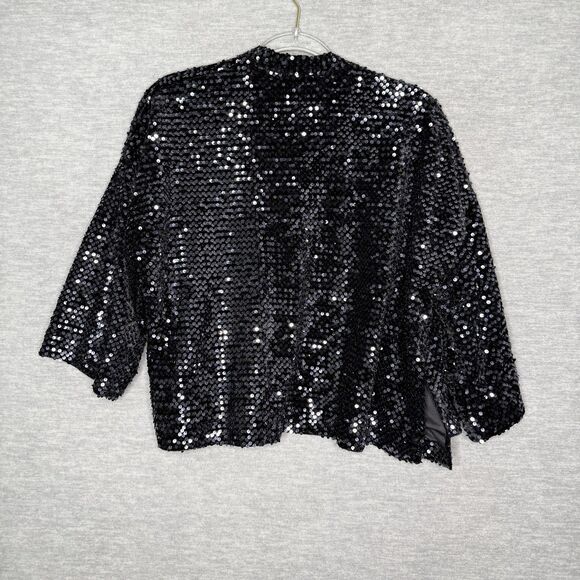 Chico’s Kimono Jacket Size 0 XXS/XS Velvet SequinOpen Holiday Formal Cardigan - Picture 2 of 6